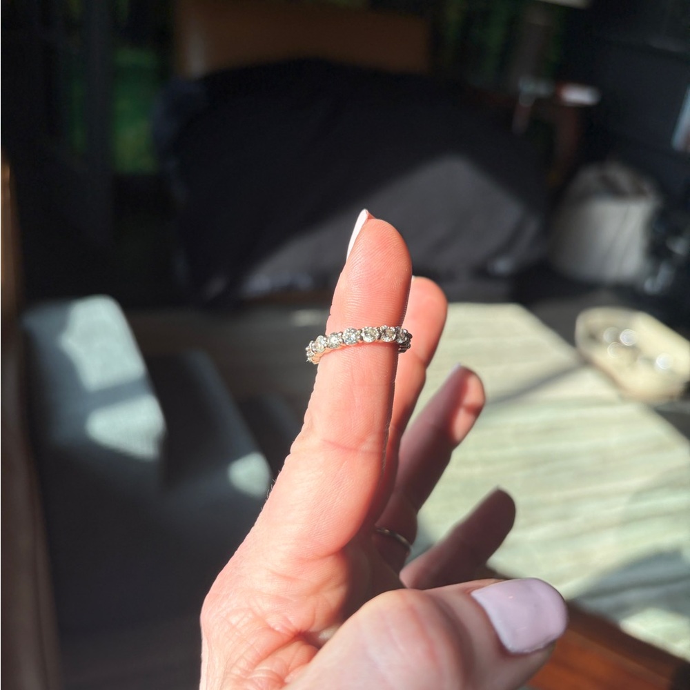 14k White Gold Natural Diamond Eternity Stackable Band Ring 2.2 ctw - Picture 8 of 11